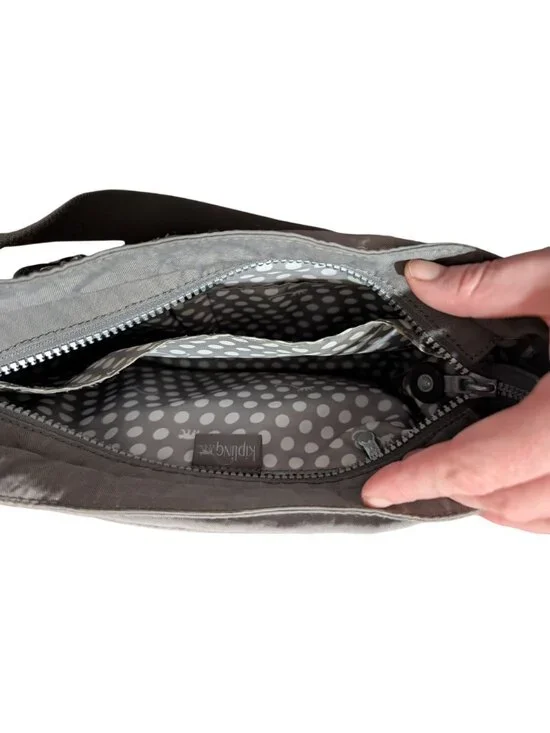 Kipling Gray Lightweight Crossbody Bag Adjustable Strap & Monkey Keychain - Picture 4 of 4